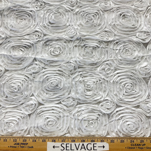 Wedding Rosette Satin White | Medium Weight Satin Fabric | Home Decor Fabric | 50" Wide