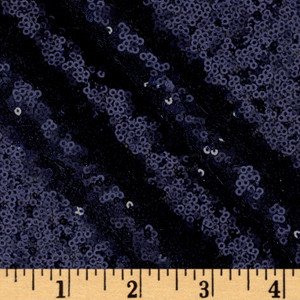 Glitz Sequin & Stretch Mesh Navy | Medium Weight Mesh Fabric | Home Decor Fabric | 52" Wide