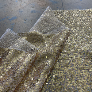 Glitz Sequin & Mesh Creative Gold | Medium Weight Mesh Fabric | Home Decor Fabric | 52" Wide