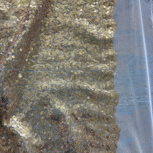 Glitz Sequin & Mesh Creative Gold | Medium Weight Mesh Fabric | Home Decor Fabric | 52" Wide