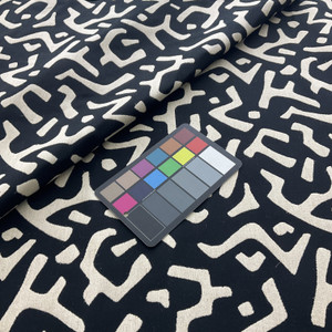 Nara Linen Jacquard Onyx | Home Decor Fabric | Abstract design in Black and Natural Tan | P Kaufmann | 54" Wide | By the Yard