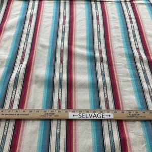 Laura & Kiran Outwest Stripes Silver City Basketweave Cream Multi | Heavyweight Basketweave Fabric | Home Decor Fabric | 54" Wide