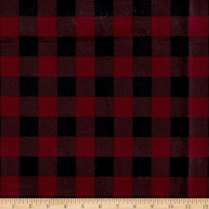 Black/Red 6.75 oz Waxed Canvas Buffalo Check | Medium Weight Canvas Fabric | Home Decor Fabric | 60" Wide