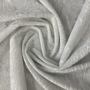 Alpine Crushed Velvet White | Medium Weight Velvet Fabric | Home Decor Fabric | 54" Wide