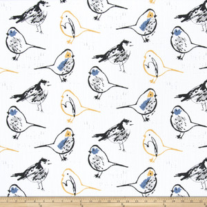 Premier Prints Bird Toile Slub Canvas Brazilian Yellow | Medium/Heavyweight Canvas Fabric | Home Decor Fabric | 54" Wide