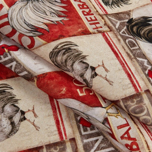 Susan Winget Farmhouse Rooster Rooster Patch Poplin Cream | Lightweight Poplin Fabric | Home Decor Fabric | 60" Wide