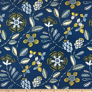 Robert Allen @ Home Kanga Flower Duck Lapis | Medium Weight Duck Fabric | Home Decor Fabric | 55" Wide