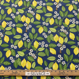 PKL Studio Indoor/Outdoor Lemon Tree Indigo | Medium Weight Outdoor Fabric | Home Decor Fabric | 54" Wide