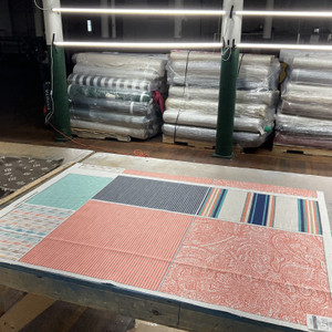 Martha Stewart Lily Pond 36" Panel Pillow Layout Seagrass Multi | Home Decor Fabric | Navy Blue, Orange, Turquoise, White