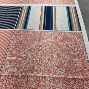 Martha Stewart Lily Pond 36" Panel Pillow Layout Seagrass Multi | Home Decor Fabric | Navy Blue, Orange, Turquoise, White