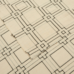 Laura & Kiran Square Stitch Black on White | Medium/Heavyweight Canvas Fabric | Home Decor Fabric | 54" Wide