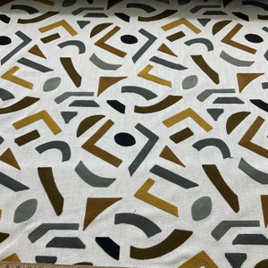 PKL Studio Oslo Embroidery Toffee | Very Heavyweight Woven, Linen Fabric | Home Decor Fabric | 57" Wide