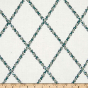 Waverly Trade Winds Embroidery Juniper | Medium Weight Woven Fabric | Home Decor Fabric | 56" Wide