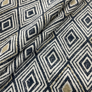 Hilary Farr Sew Fab Embroidered Batik Blue | Medium/Heavyweight Basketweave Fabric | Home Decor Fabric | 58" Wide