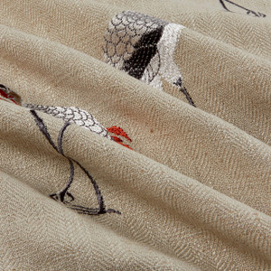 Chinois Kansha Embroidered Linen Umber | Medium Weight Linen Fabric | Home Decor Fabric | 54" Wide