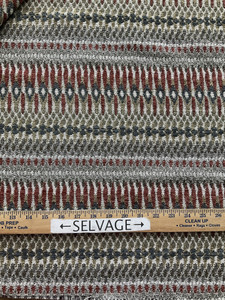Swavelle Flexion Chenille Jacquard Sedona | Upholstery Fabric | Brick Red / Grey / Tan | Heavyweight | 56" Wide | By the Yard