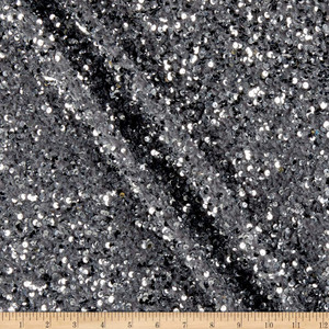 Selectra Plus Sequins Grey | Medium Weight Knit, Velvet Fabric | Home Decor Fabric | 44" Wide