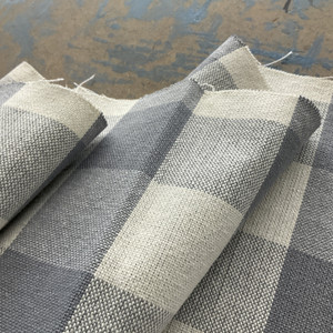 Big Duck Canvas Windmill Linen Check Gray | Heavyweight Linen Fabric | Home Decor Fabric | 54" Wide