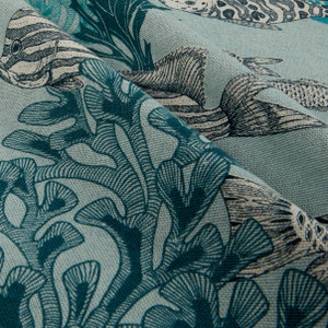 STOF France Moorea Duck Aqua | Medium Weight Duck Fabric | Home Decor Fabric | 61" Wide