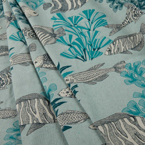 STOF France Moorea Duck Aqua | Medium Weight Duck Fabric | Home Decor Fabric | 61" Wide
