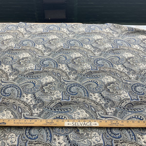 Performatex O Paisley Park Outdoor Woven Jacquard Indigo | Medium Weight Outdoor, Jacquard, Woven Fabric | Home Decor Fabric | 54" Wide