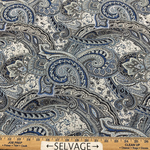 Performatex O Paisley Park Outdoor Woven Jacquard Indigo | Medium Weight Outdoor, Jacquard, Woven Fabric | Home Decor Fabric | 54" Wide
