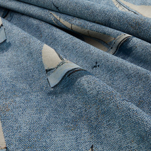 ArtCo Sailing Boat Painting Jacquard Blue | Medium/Heavyweight Jacquard Fabric | Home Decor Fabric | 55.11" Wide