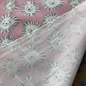 EXCLUSIVE Premier Prints Lazy Lion Cotton Duck Baby Pink | Medium Weight Duck Fabric | Home Decor Fabric | 54" Wide