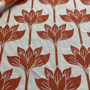 Novogratz Long Stem Lotus Slub Duck Coral | Medium Weight Duck Fabric | Home Decor Fabric | 54" Wide