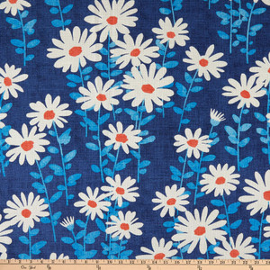 Novogratz Endless Daisies Blue Mood | Medium Weight Duck Fabric | Home Decor Fabric | 54" Wide