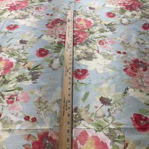 Artist's View in Mist | Home Decor Fabric | Watercolor Floral | Blue / Green / Red | PKL Studio | Medium Weight | 54" Wide | By the Yard