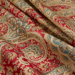 PKL Studio Sultan's Paisley Twill Cerise | Lightweight Twill Fabric | Home Decor Fabric | 54" Wide