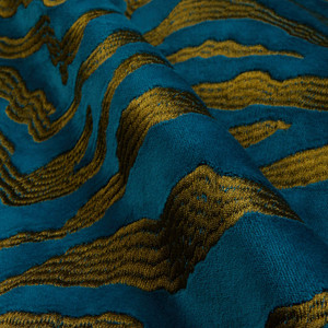 tfa Feline Fine Embroidered Cotton Velvet Teal | Very Heavyweight Velvet Fabric | Home Decor Fabric | 57" Wide