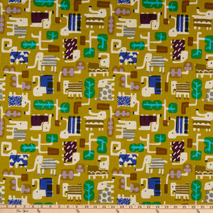 Cotton + Steel Safari Elephant Walk Grass | Lightweight Quilting Cotton Fabric | Home Decor Fabric | 44" Wide