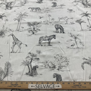 Covington Jumanji Duck Ivory/Ebony | Medium Weight Duck Fabric | Home Decor Fabric | 54" Wide