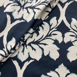 Madcap Cottage Ditchley Park Embroidered Duck Indigo | Medium/Heavyweight Duck Fabric | Home Decor Fabric | 54" Wide