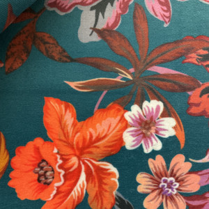 STOF France Mariane Printed Velvet Petrole | Medium Weight Velvet Fabric | Home Decor Fabric | 55" Wide