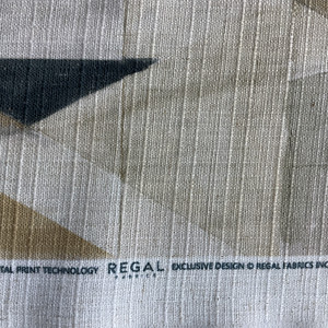 Trent Digital Mardi Gras Triangles Linen Fawn | Medium Weight Linen Fabric | Home Decor Fabric | 56" Wide