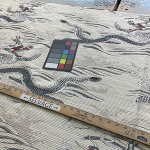 Fergy Dragon in Grey, Off White, Tan | Home Decor / Upholstery Fabric | Medium weight |56" Wide | By the Yard