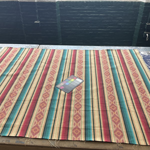 Laura & Kiran Amarillo Stripe Woven Red Multi | Medium/Heavyweight Woven Fabric | Home Decor Fabric | 56" Wide