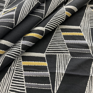 tfa Grand Scheme Embroidered Onyx | Medium/Heavyweight Duck Fabric | Home Decor Fabric | 54.75" Wide