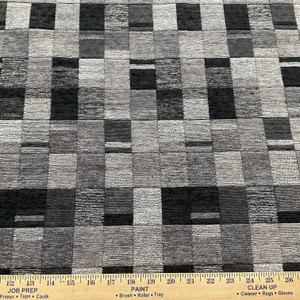 tfa Mini Patchwork Chenille Jacquard Jet Black | Very Heavyweight Chenille, Jacquard Fabric | Home Decor Fabric | 57" Wide