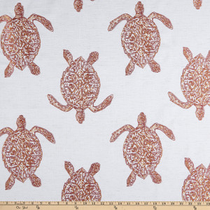 Claridge Home Turtle Tango Embroidered Woven Coral | Medium Weight Basketweave Fabric | Home Decor Fabric | 54" Wide