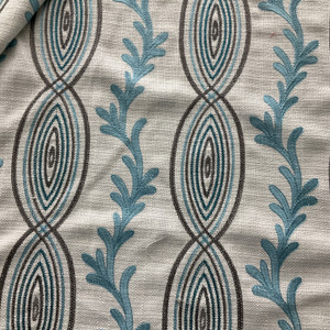 Claridge Home Coral Crewel Woven Embroidered Spa | Medium Weight Basketweave Fabric | Home Decor Fabric | 54" Wide