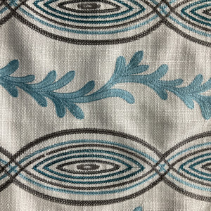 Claridge Home Coral Crewel Woven Embroidered Spa | Medium Weight Basketweave Fabric | Home Decor Fabric | 54" Wide