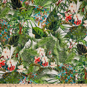 STOF France Nenuphar Brushed Duck Vert | Medium Weight Duck Fabric | Home Decor Fabric | 55" Wide