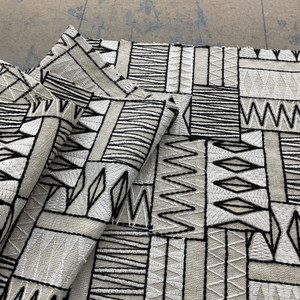 tfa Martegus Embroidered Noir | Medium/Heavyweight Duck Fabric | Home Decor Fabric | 57" Wide