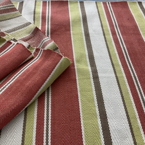 Laura & Kiran Yarn Dyed Outwest Malibu Stripe Twill Red Hay Multi | Medium/Heavyweight Woven Fabric | Home Decor Fabric | 56" Wide