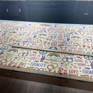 EXCLUSIVE Mister Domestic Love is Love Canvas Love Wins Rainbow Multi | Medium Weight Canvas Fabric | Home Decor Fabric | 60" Wide | Pride | LGBTQ+