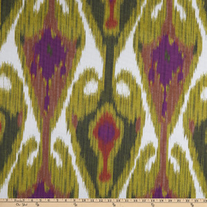 Lacefield Designs Uzbek Ikat Basketweave Chartreuse | Medium/Heavyweight Basketweave Fabric | Home Decor Fabric | 54" Wide